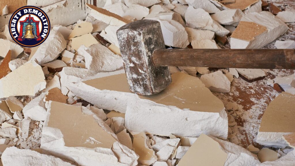 concrete demolition using sledgehammer